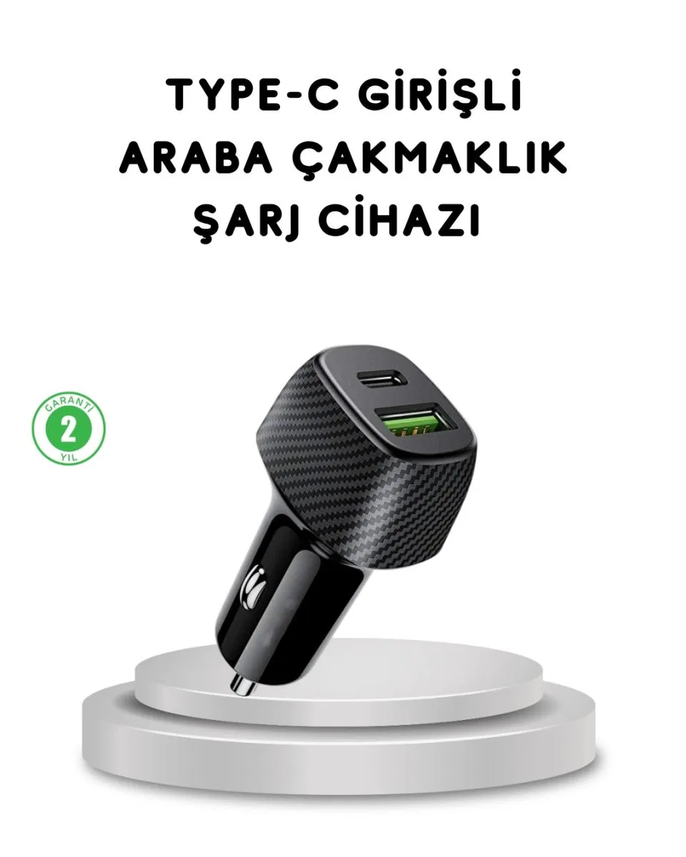 38w Araç Şarj Cihazı Type-c Pd Usb Hızlı Şarj Çift Port
