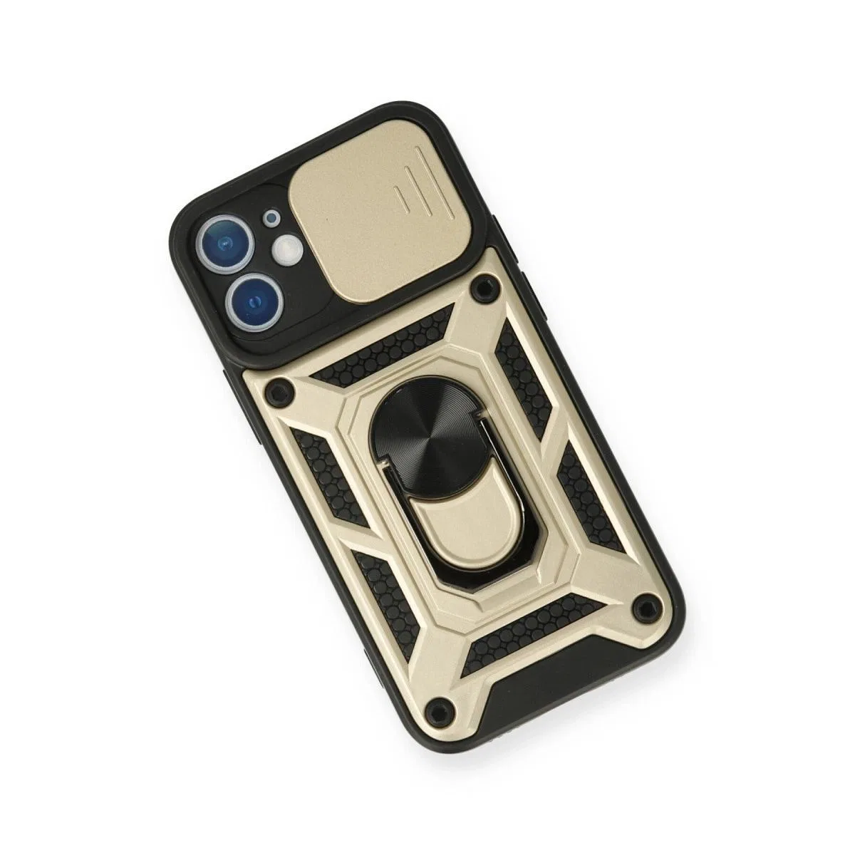 Apple İphone 12 Mini Kılıf Pars Lens Yüzüklü Silikon - Gold görsel 3
