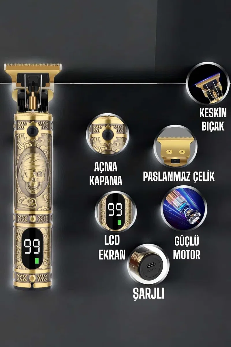 Tıraş Makinesi Çizik Tıraş Paslanmaz Çelik Uzun Ömürlü Şarjlı görsel 4