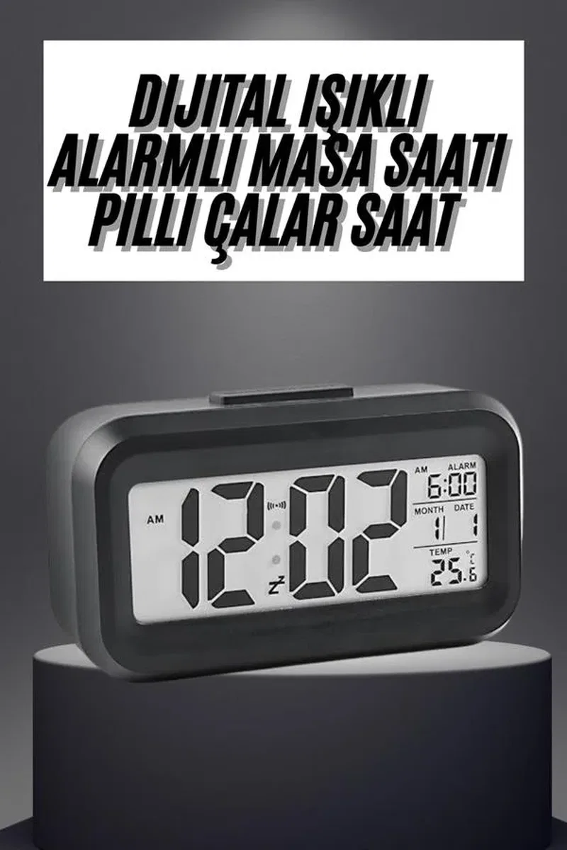 Gece Dijital Masa Saati Dijital Alarmlı Led Ekran Pilli Çalar Saat görsel 2