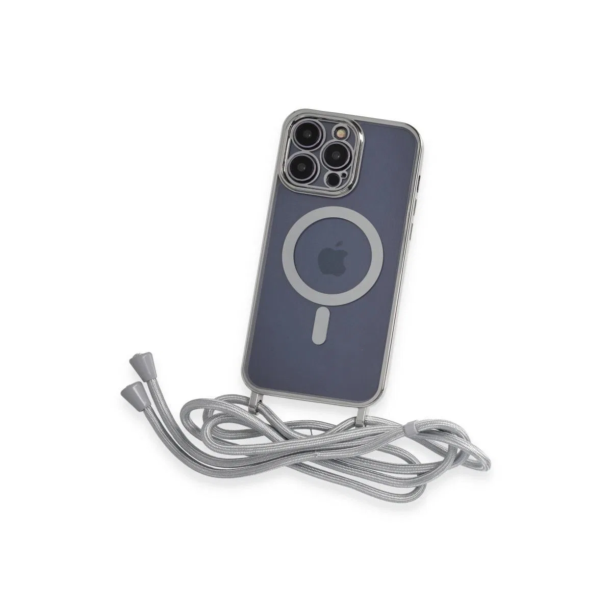 Apple İphone 12 Pro Kılıf Divo Lazer Askılı Magsafe Kapak - Gümüş görsel 3