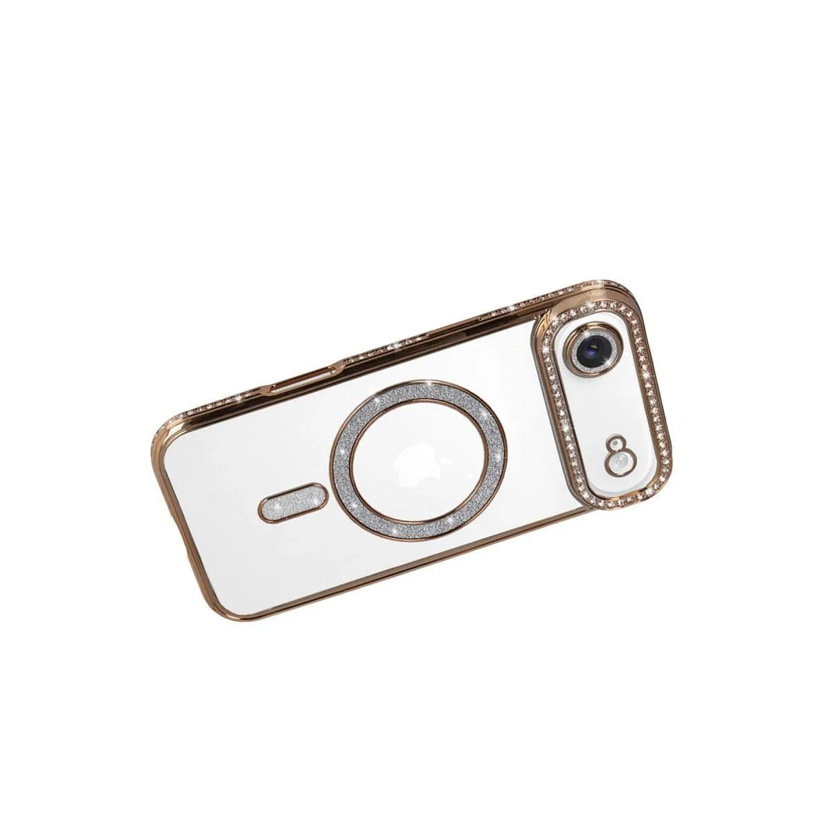 Apple İphone 17 Air Joke Simli Magneticsafe Kılıf - Gold görsel 4