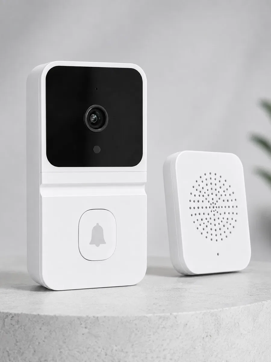 Wi-Fi Beyaz Görüntülü Kapı Zili HD Kamera, Gece Görüşü ve Çift Yönlü Konuşma Özellikli görsel 3