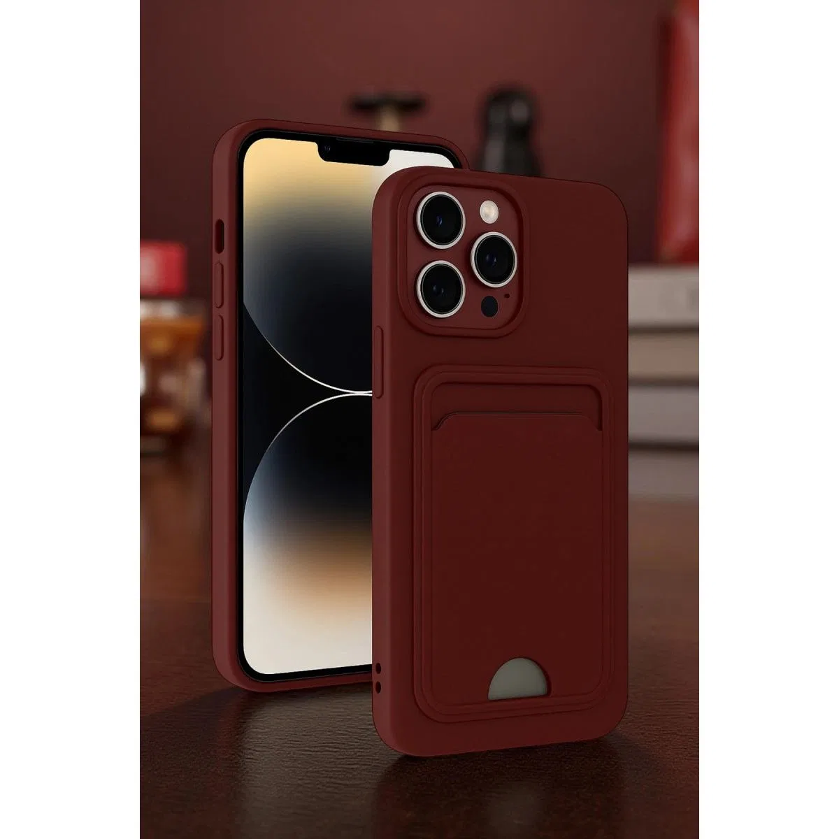 Apple İphone 13 Pro Kılıf Kelvin Kartvizitli Silikon - Lila görsel 2