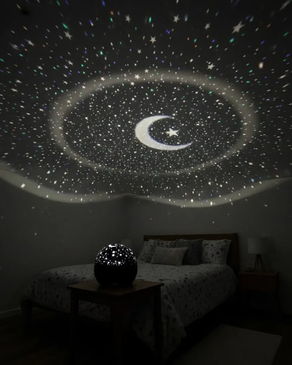 Fişli Yıldız Projektör Gece Lambası Müzikli