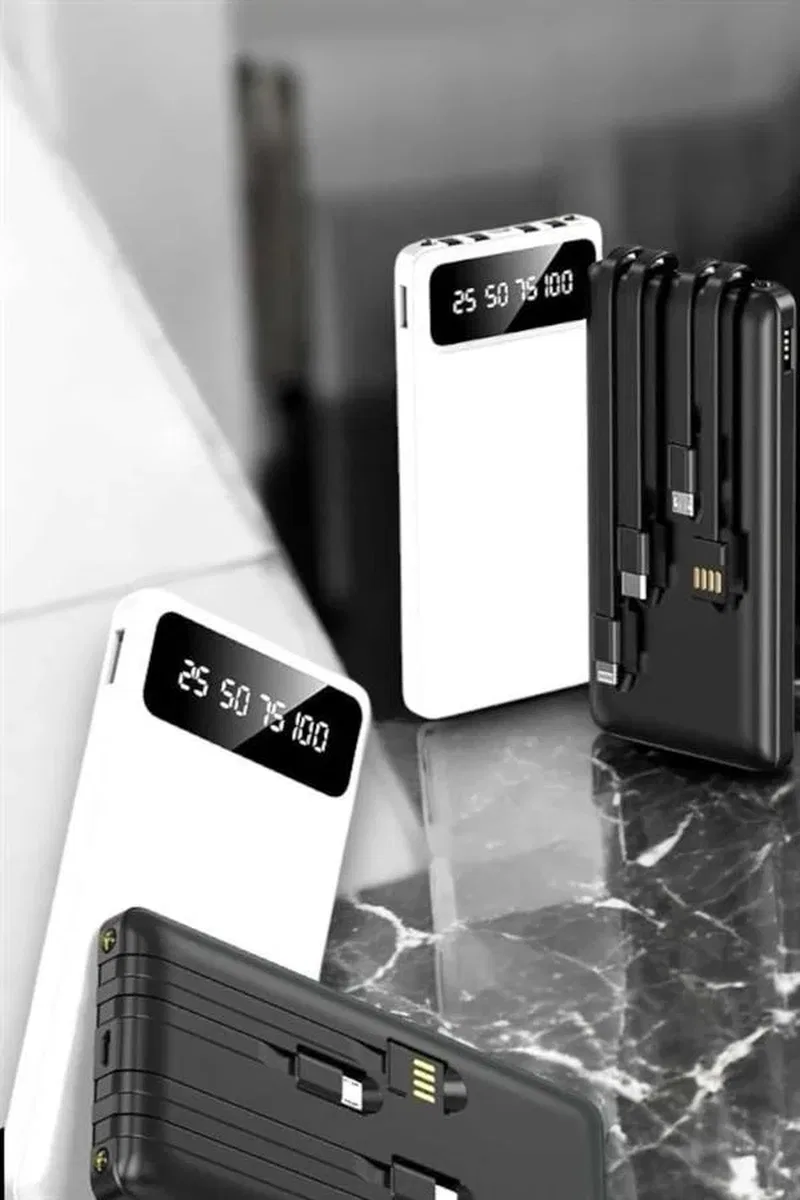 20. 000 Mah Led Işıklı LCD Ekran USB Girişli Type-C Lightning Powerbank Yeni Nesil görsel 3