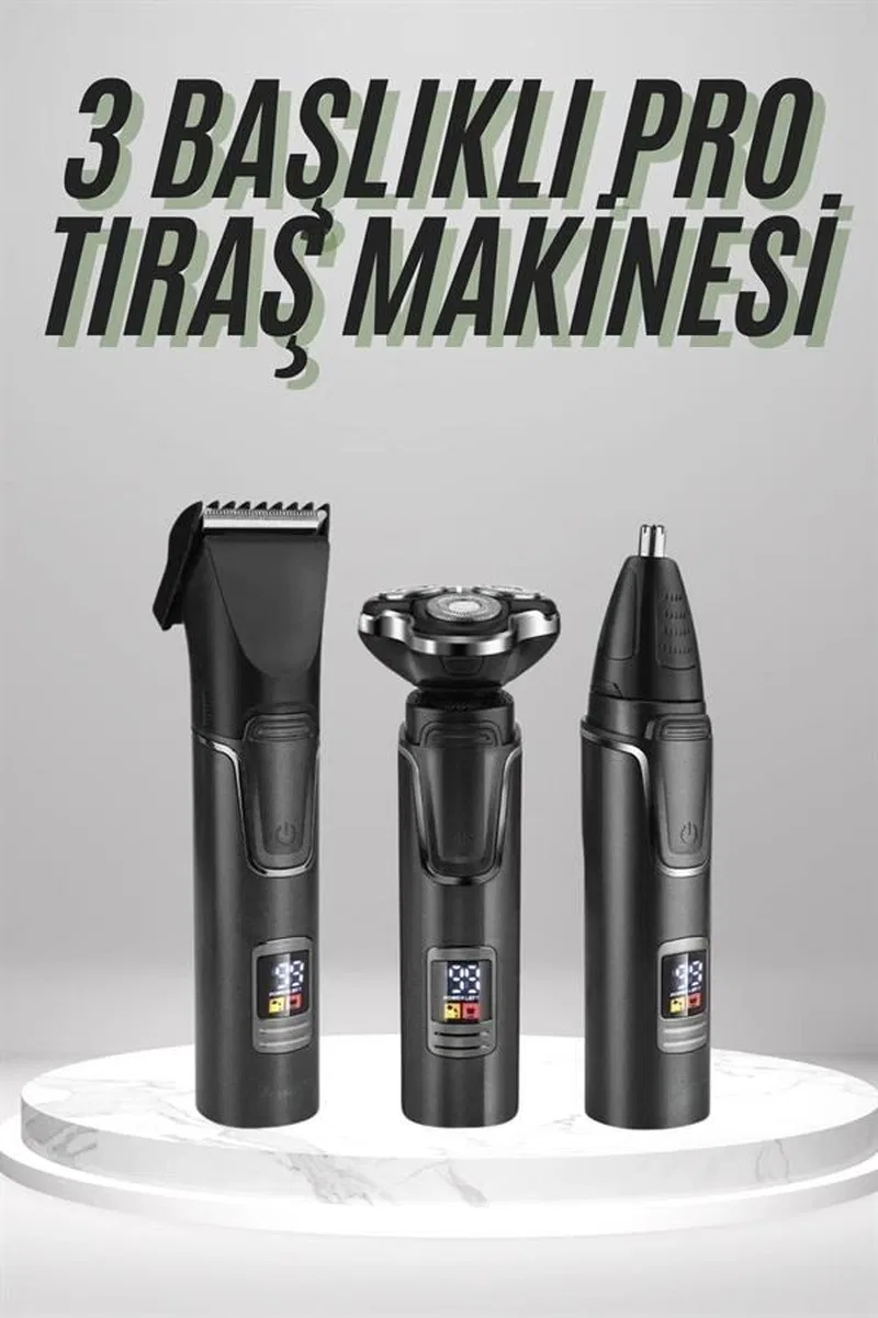 Dijital Göstergeli 3 Başlıklı Tıraş Makinesi Islak Kuru Lazer Öncesi Günlük görsel 2