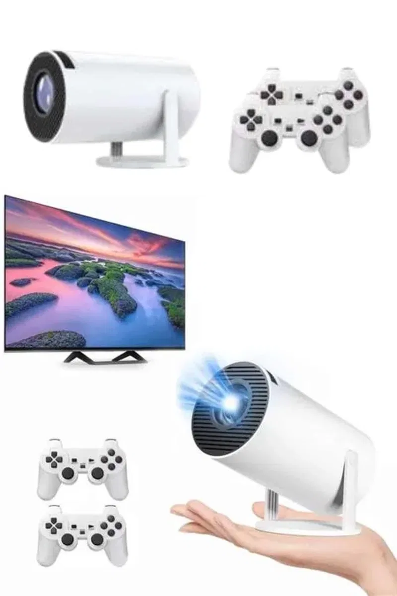 Projeksiyon Cihazı Video Oyun Konsolu Projektör Taşınabilir Ayaklı Çift Kollu 4K Çözünürlüklü görsel 3