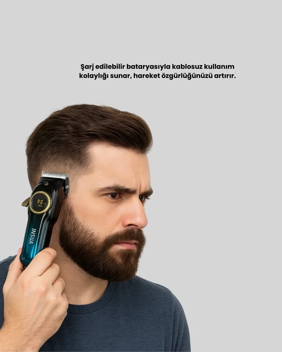 USB Type-C Şarjlı Kablosuz/Kablolu Erkek Tıraş Makinesi görsel 3