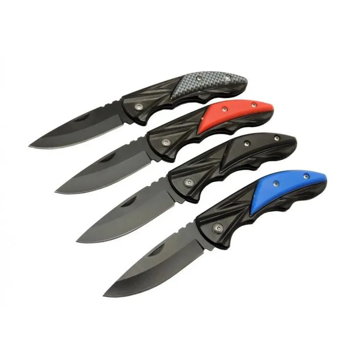 Klipsli 4 Lü Set Metal 16 Cm Kamp / Outdoor Çakı - Yarı Otomatik, Kemerlikli, Kutulu