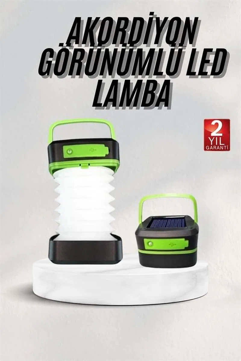 Katlanabilir Kamp Lambası Akordiyon Lamba Şarjlı 3 Kademeli Solar görsel 2