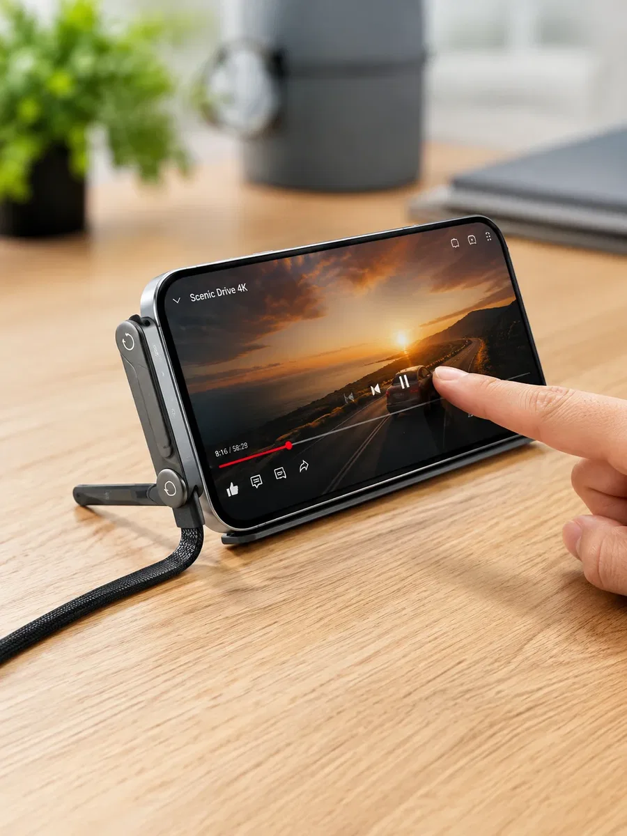 Katlanabilir Telefon Standlı 240W Type-C Hızlı Şarj Kablosu görsel 3
