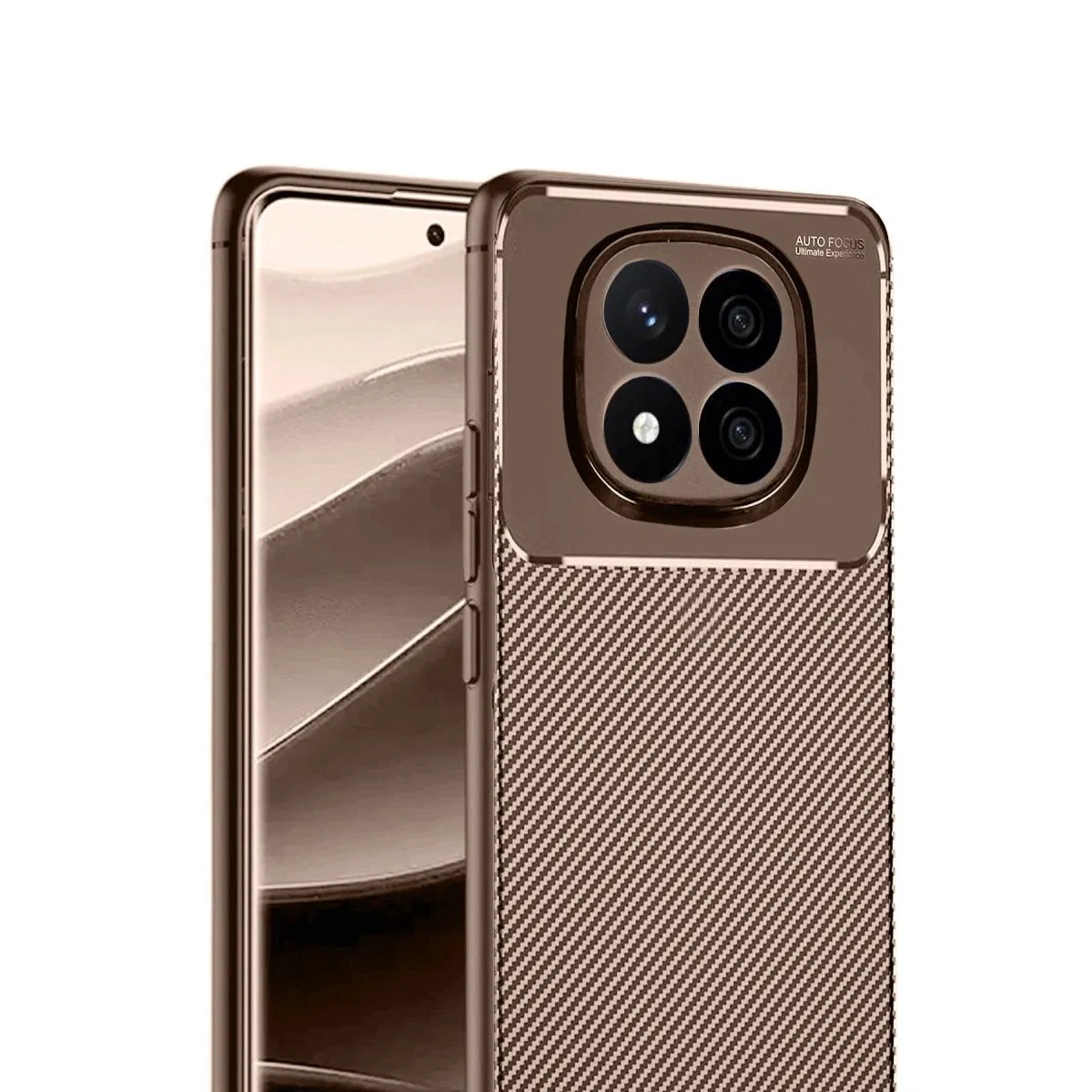 Xiaomi Redmi Note 14 Pro 5g Kılıf Auto Focus Karbon Kapak - Kahverengi görsel 2