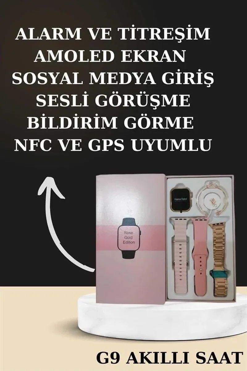 Nabız Ölçer Hediye Bileklikli Akıllı Saat ve Dijital Göstergeli Bluetooth Kulaklık Çoklu Şarj Girişi görsel 3