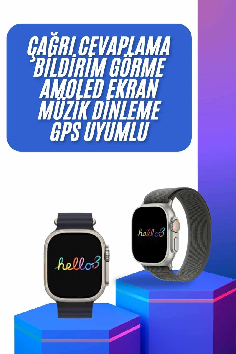 Yeni Nesil 3 Kordonlu Kol Saati 49 MM Amoled Ekran Akıllı Saat görsel 2