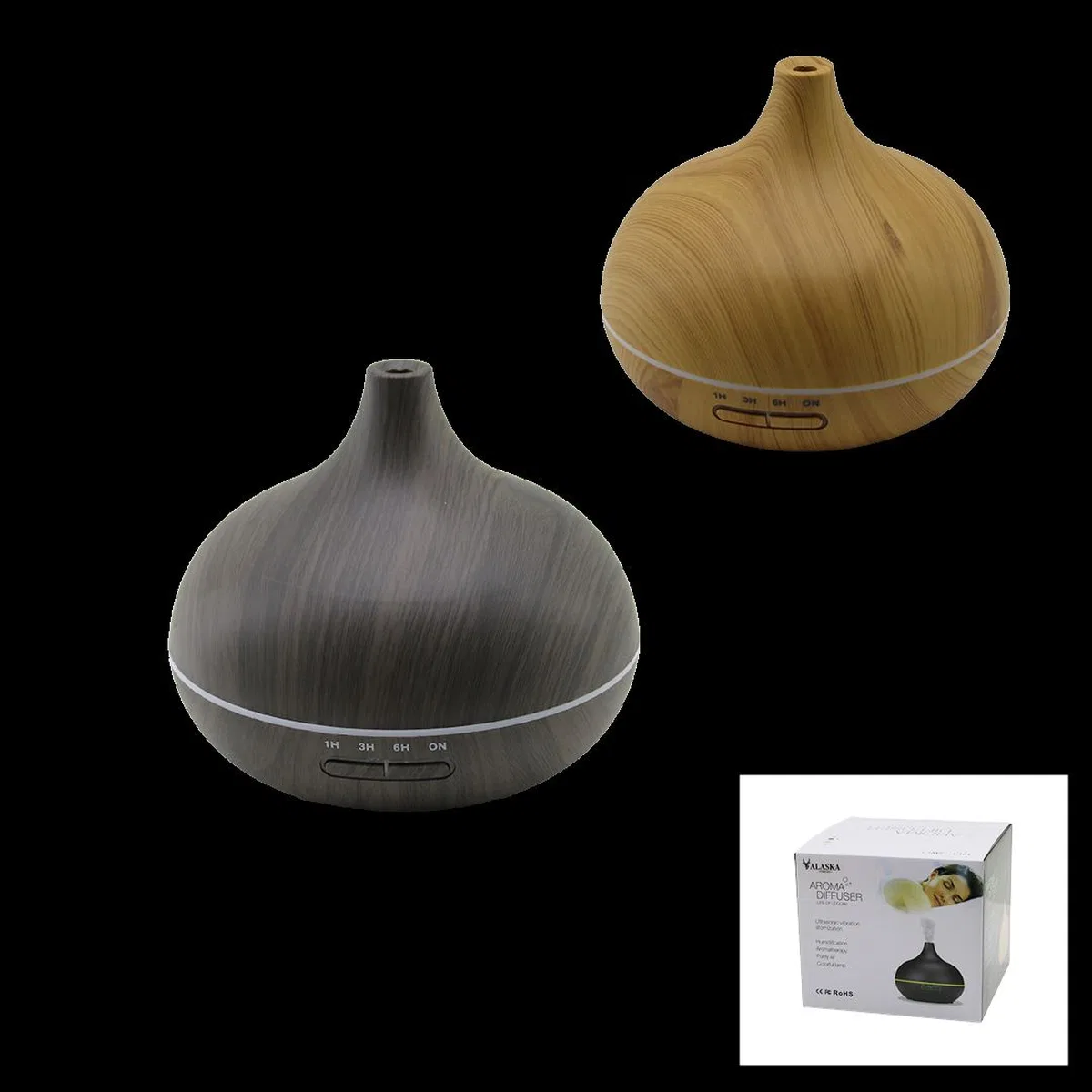 500ml Ahşap Desenli Aroma Diffuser Hava Nemlendirici - Kumandalı, LED görsel 2