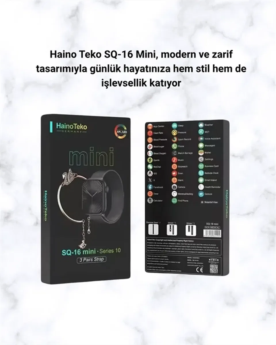 SQ-16 Mini Series 10 Akıllı Saat – 3 Kordon + Hediye Bileklik görsel 5
