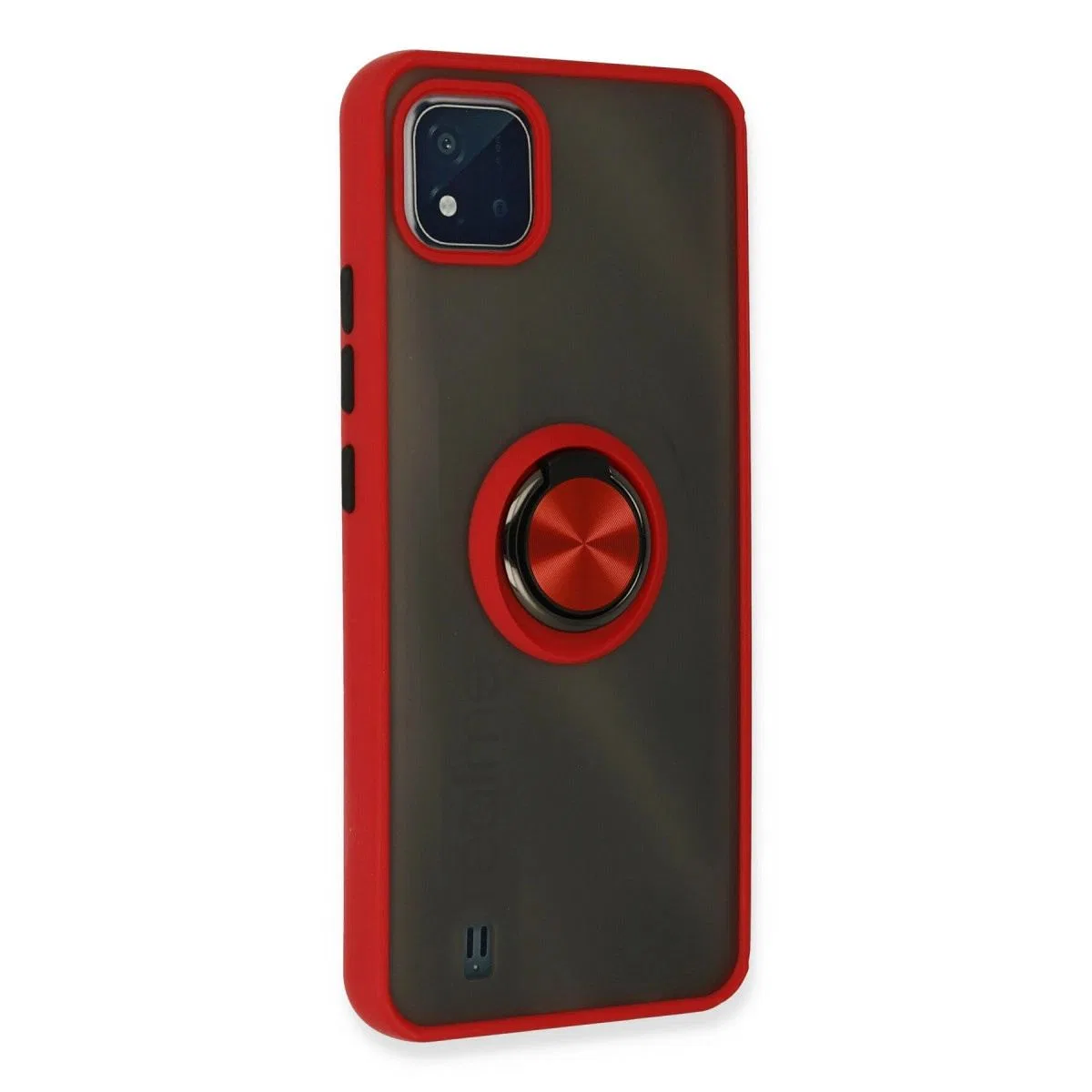 Realme C11 2021 Kılıf Montreal Yüzüklü Silikon Kapak - Kırmızı görsel 3