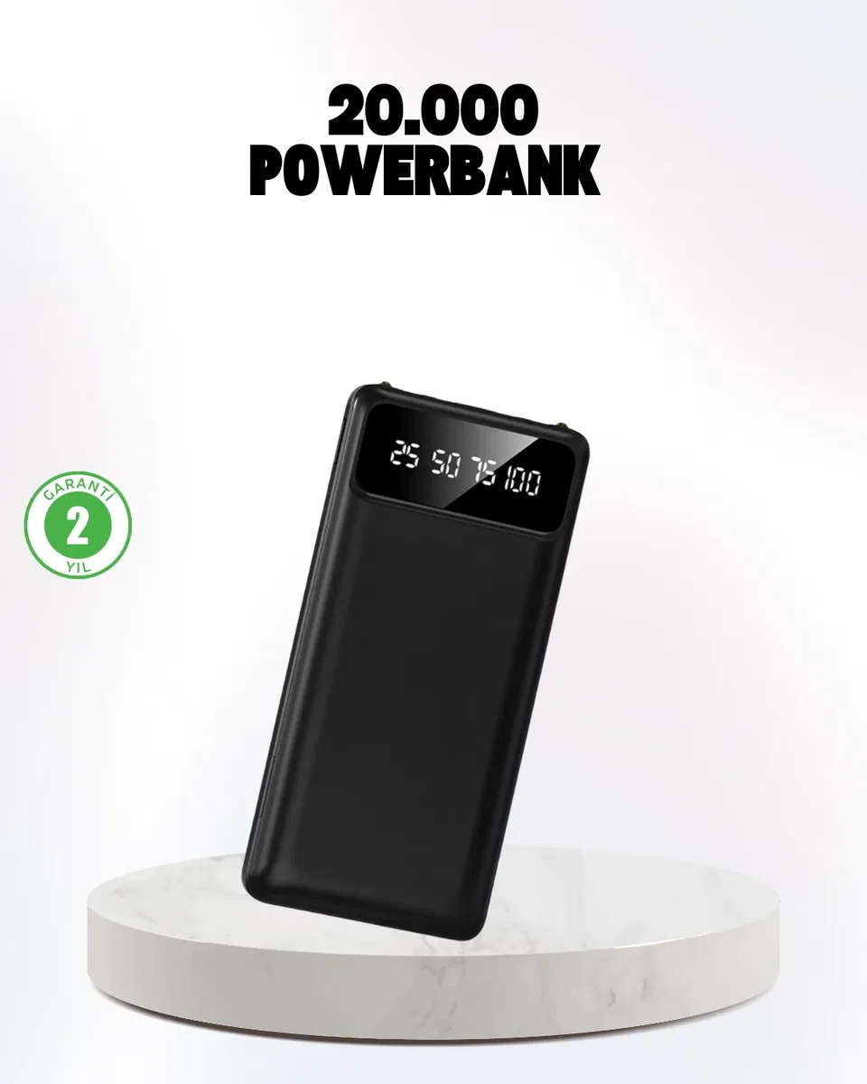 Çoklu Güvenlik Korumalı 20. 000 mAh Powerbank Fener Özellikli