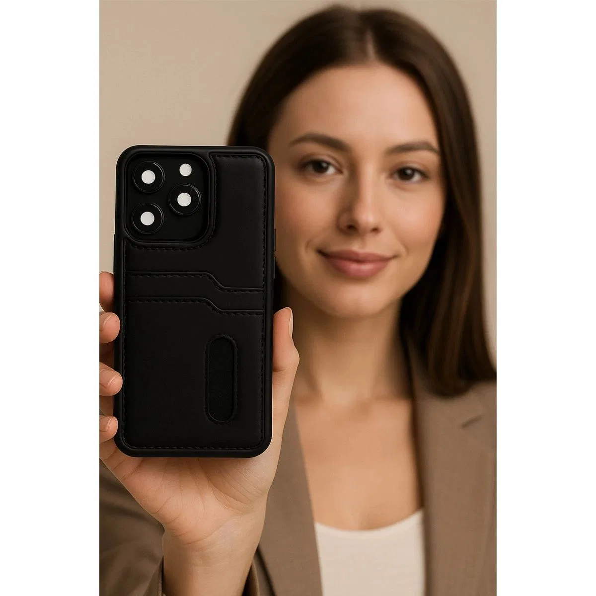 Xiaomi Redmi Note 14 4g Kılıf Sara Kartvizitli Deri Kılıf - Siyah görsel 2