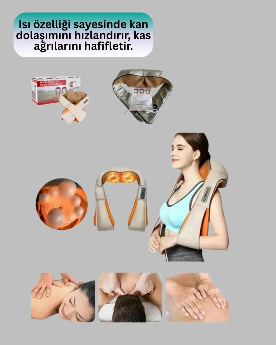Ovmalı Isıtmalı Boyun Omuz Bel Masaj Aleti Kas Ve Eklem Ağrılarına Etkili görsel 2