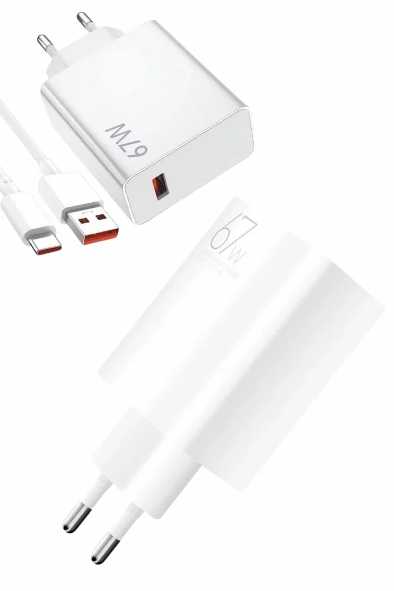 Beyaz Ultra Plus Hızlı Şarj Seti Şarj Adaptörü ve Kablosu 67W görsel 3