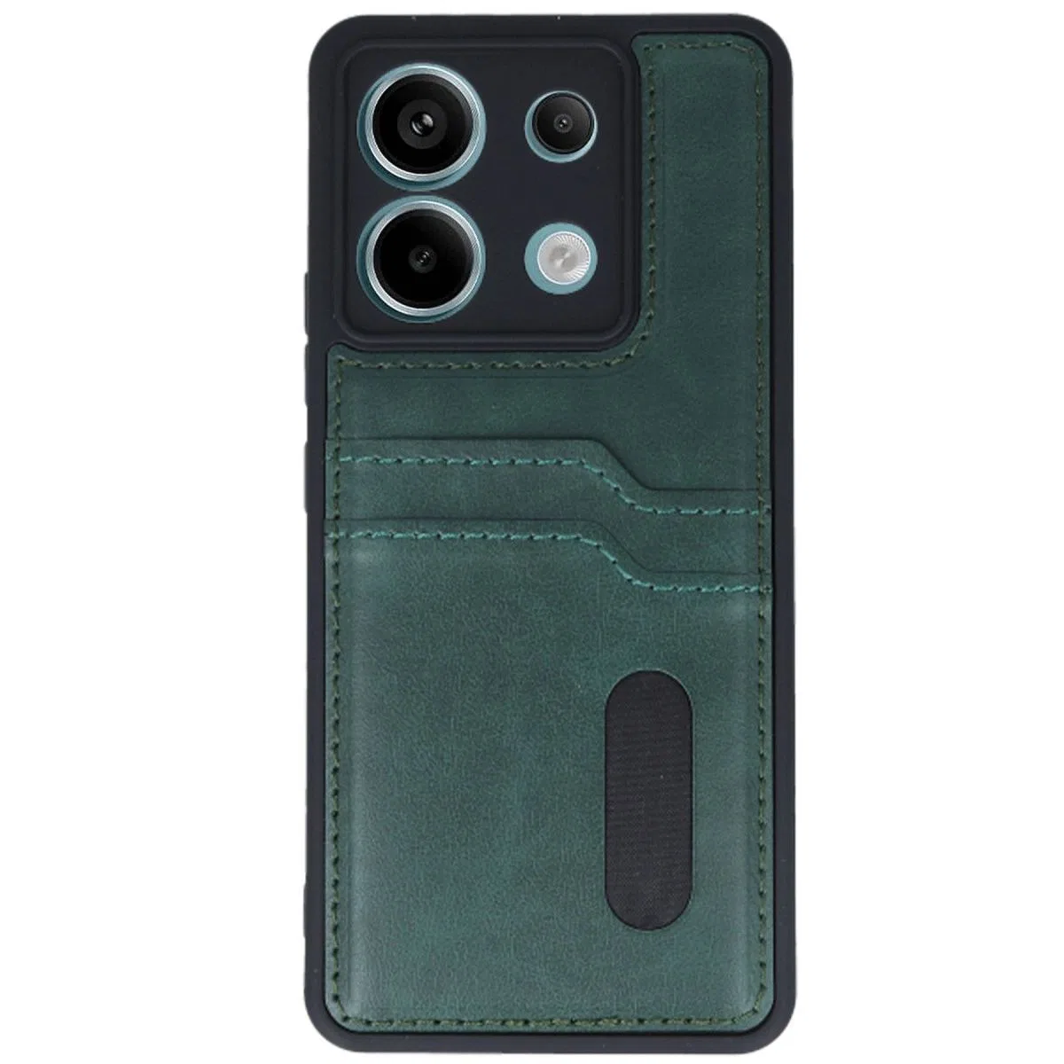 Xiaomi Redmi Note 13 Pro 5g Kılıf Sara Kartvizitli Deri Kılıf - Koyu Yeşil görsel 2