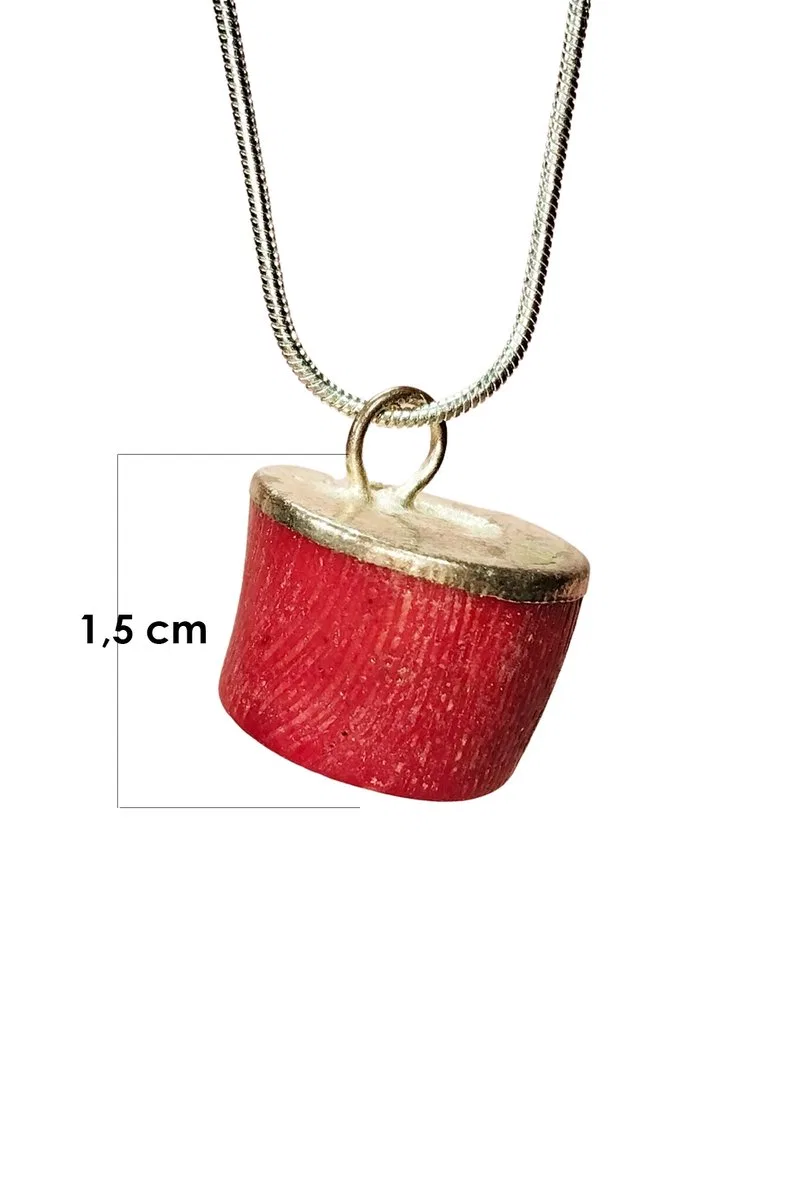 Mercan Doğal Taşı Zincirli El Yapımı Kolye Uç: 1, 5 cm Zincir: 20 cm Kutulu görsel 6