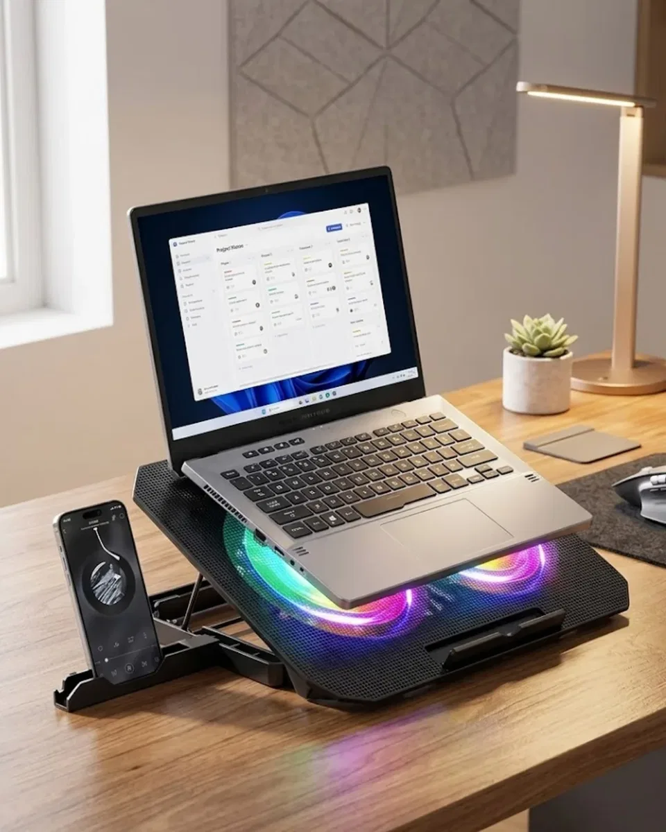 RGB Fanlı Laptop Soğutma Standı USB Girişli Notebook Yükseltici