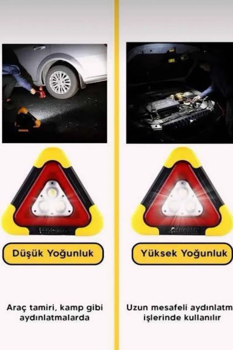 Solar Şarjlı Çok Fonksiyonlu Reflektör Işıklı Ikaz Lambası Acil Durum Reflektörü Acil Durum Uyarı Lambası görsel 5