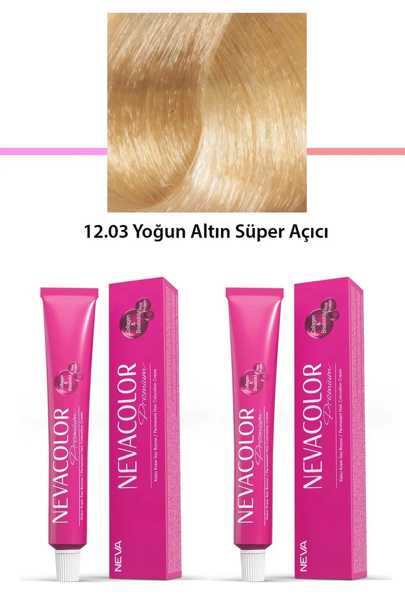 2 li Set Premium 12. 03 Yoğun Altın Süper Açıcı - Kalıcı Krem Saç Boyası 2 X 50 g Tüp
