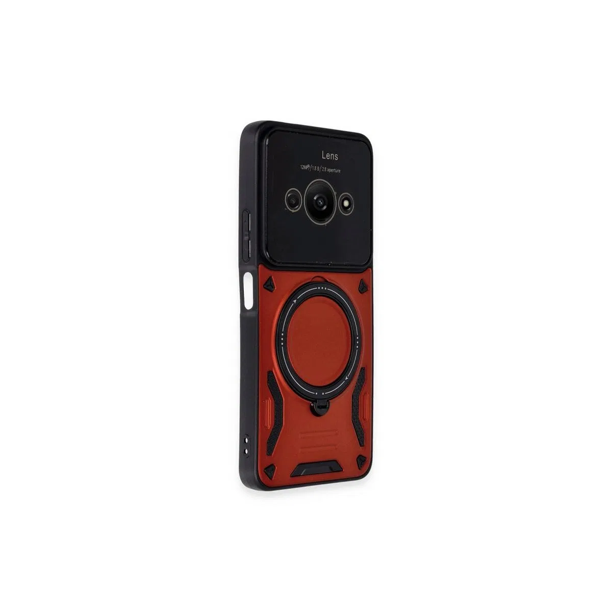Xiaomi Poco C61 Kılıf Joy Lens Standlı Kapak - Kırmızı görsel 2