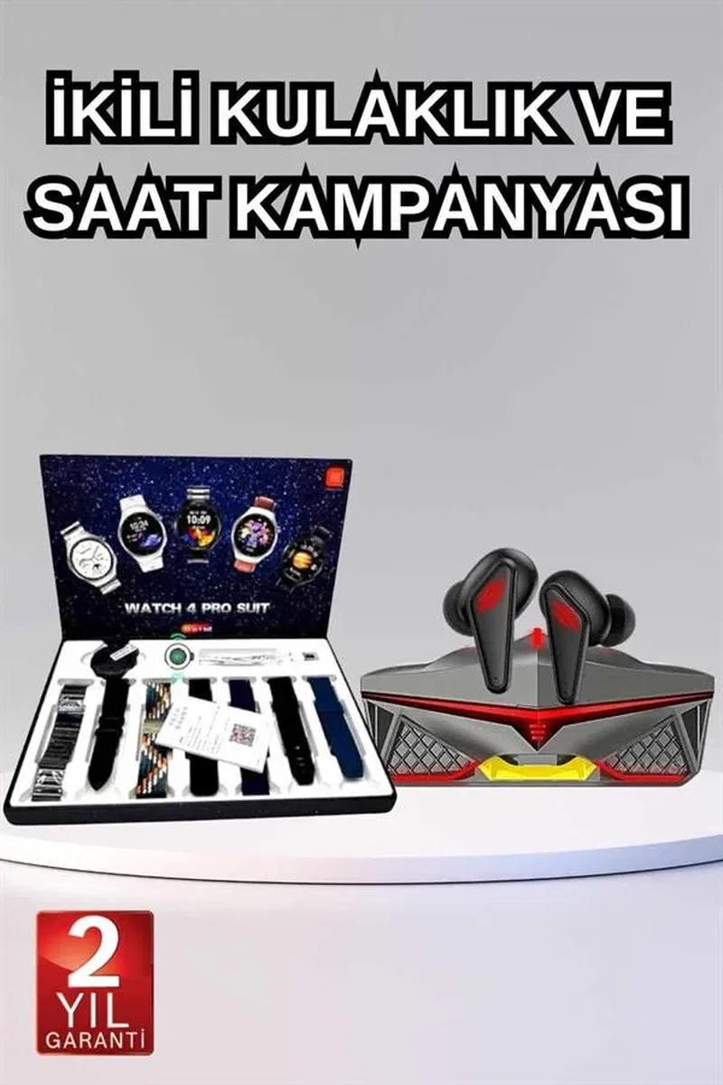 Gamer Oyuncu Seti Bluetooth Kulaklık Ucuz Kaliteli Yeni Nesil Akıllı Saat görsel 2
