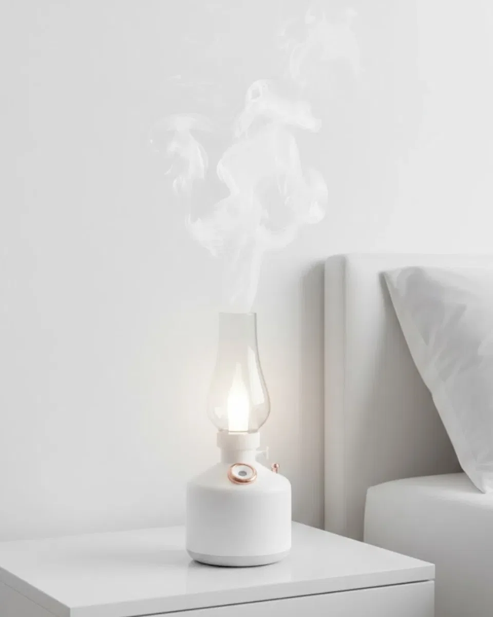 Retro Gaz Lambası Tasarımlı USB Şarjlı Aroma Difüzörü 280 ml Nano Mist Nemlendirici
