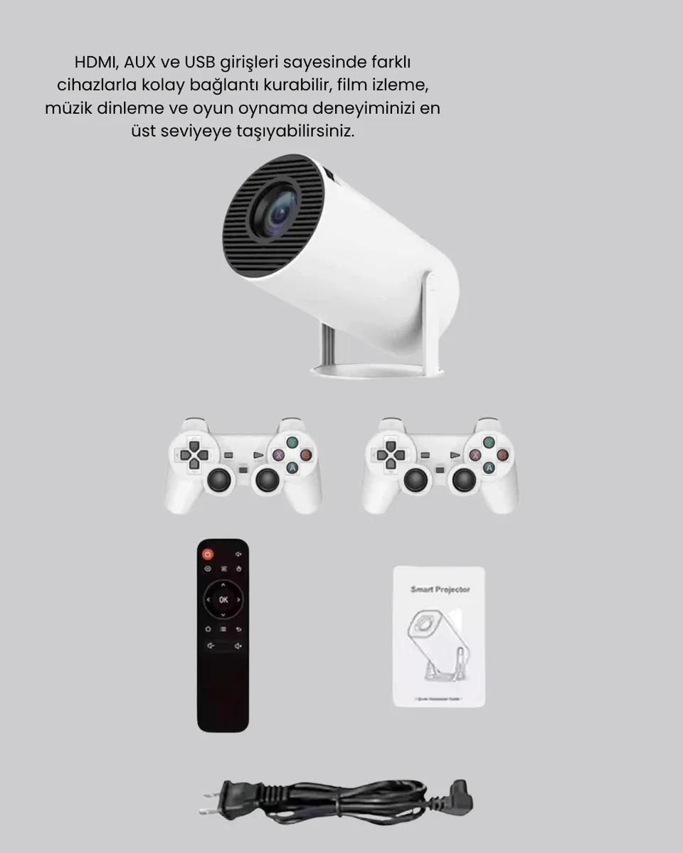 Taşınabilir Projeksiyon Cihazı 4K Destekli Wi-Fi Kablosuz Ekran Yansıtma görsel 3