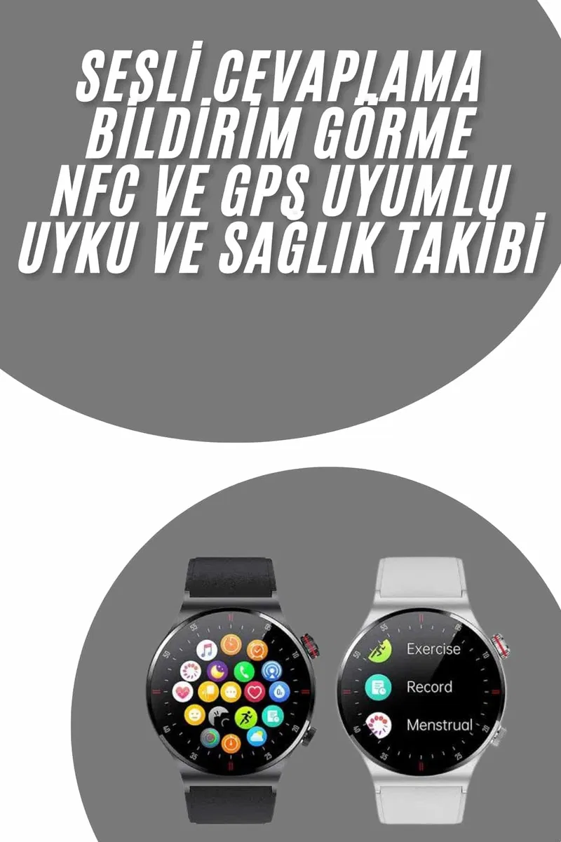 Akıllı Saat Uyku ve Sağlık Takibi NFC Uyumlu Bluetoooth Bağlantılı Android İOS Uyumlu görsel 2