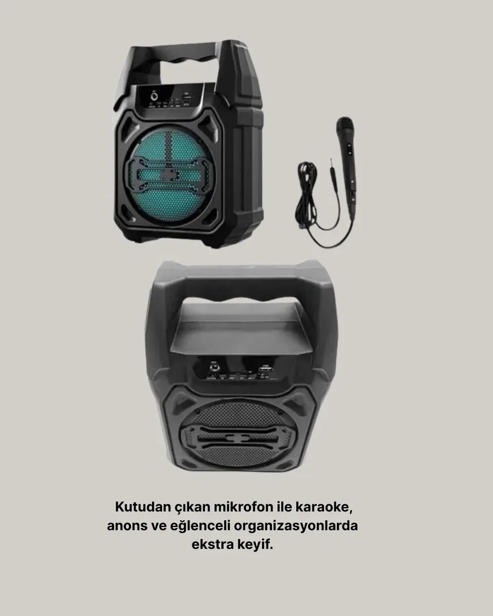 15W Güçlü Ses Çıkışlı Bluetooth Hoparlör FM Radyo ve Mikrofon Destekli görsel 4