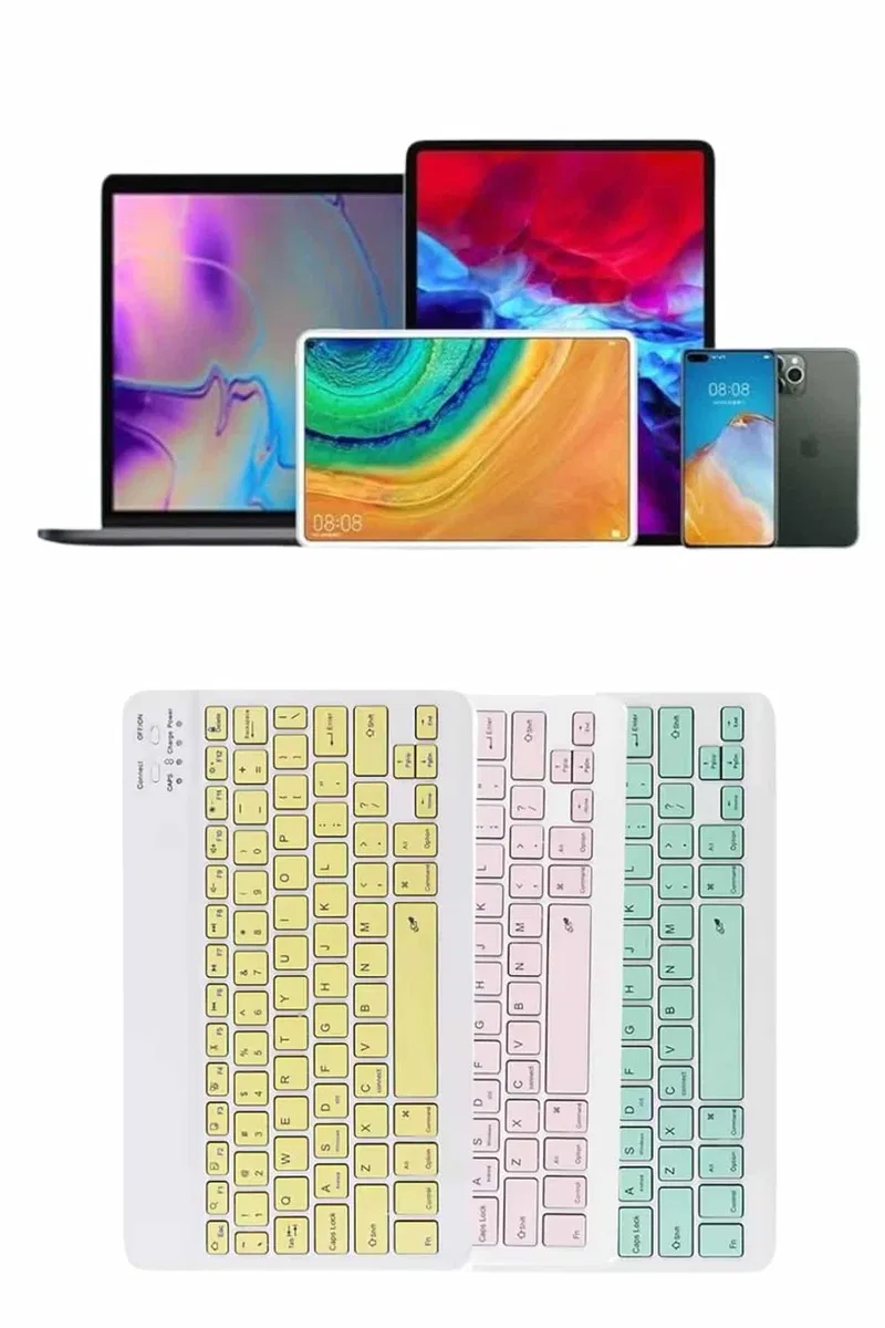 Uyumlu Kablosuz Bluetooth Şarj Edilebilir Mini Q Klavye görsel 2