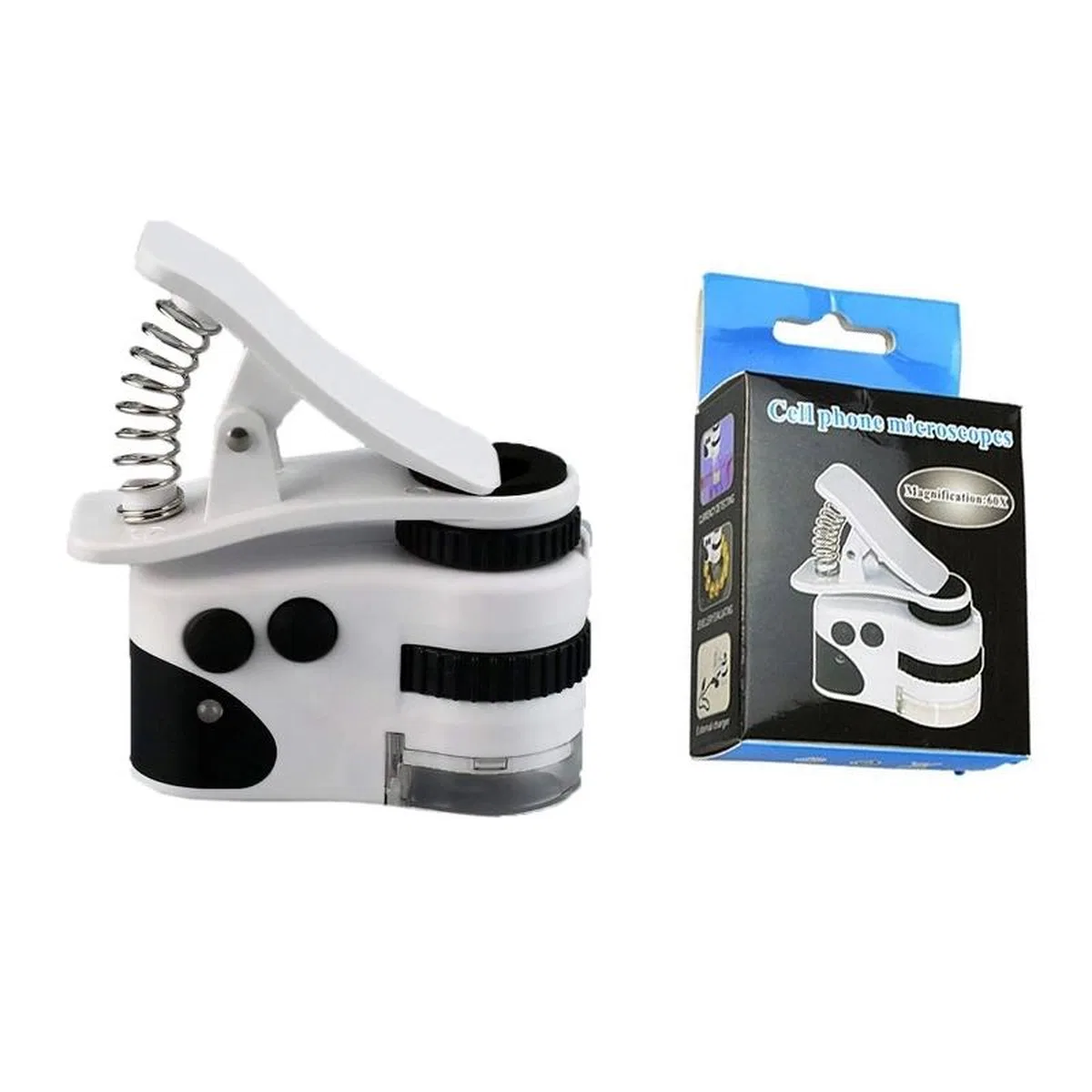 Nikula- 60x Mini Cep Telefonu Için Mandallı Mikroskop Uv Ledli Büyüteç Model Al2431 görsel 3