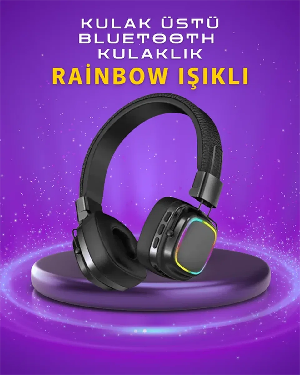 Renkli Işık Efektli Bluetooth 5. 3 Müzik Kulaklığı görsel 2