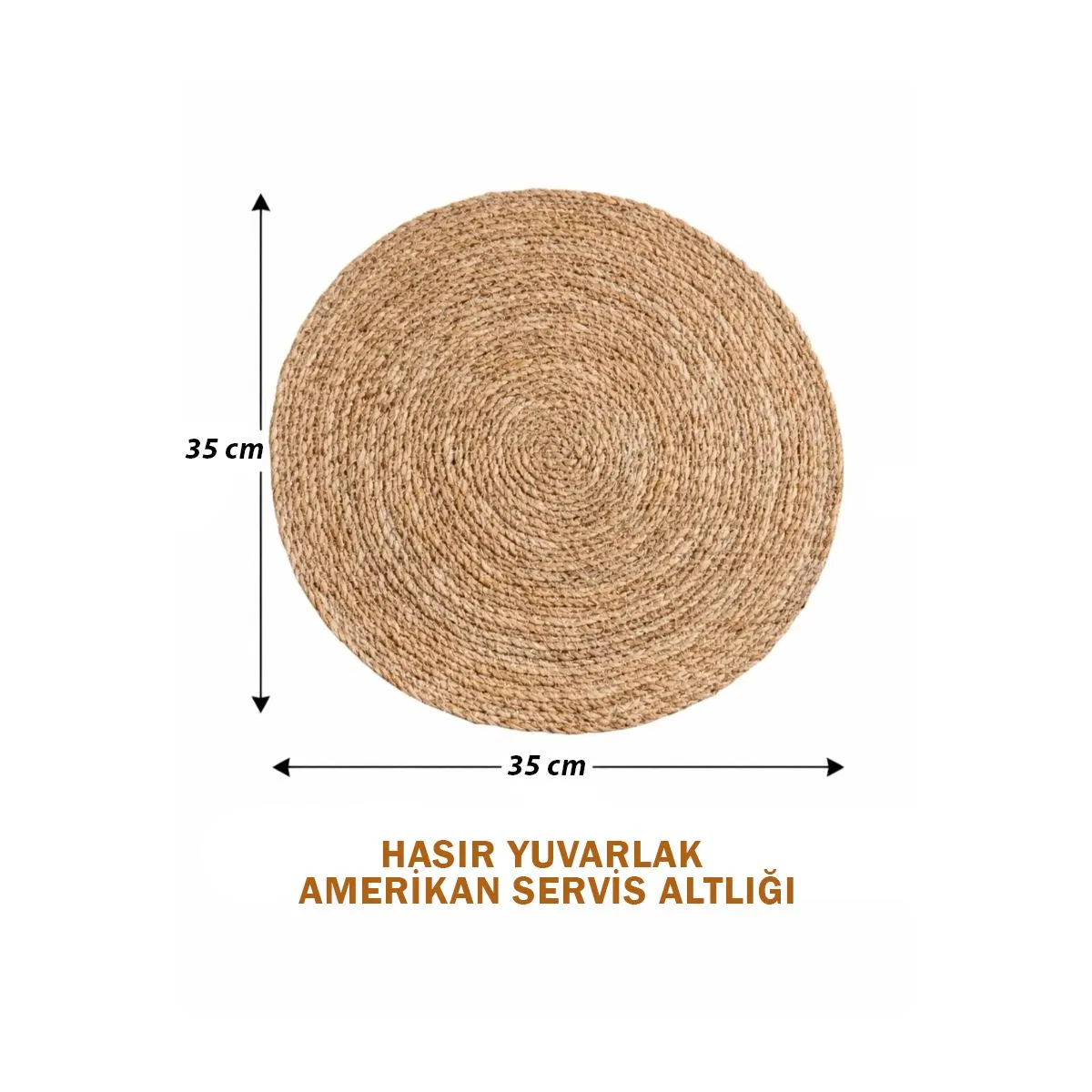 35 cm Hasır Yuvarlak Amerikan Servis Altlığı (Supla) görsel 2