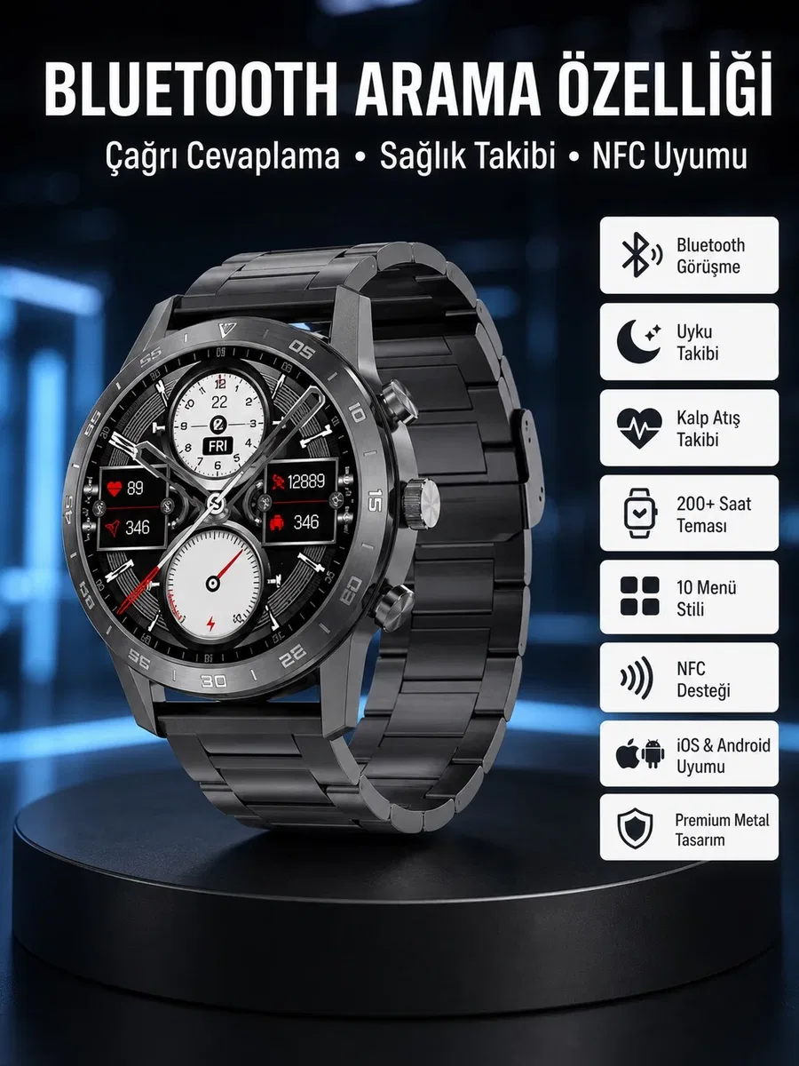 Çağrı Cevaplama Sesli Asistan Çoklu Dil Desteği 5. 0 Bluetooth Akıllı Saat