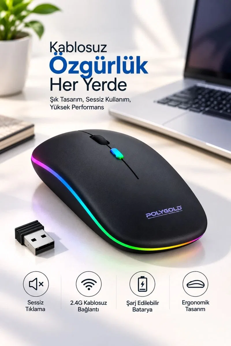 Sessiz Tıklama 800 1200 1600 Dpı Ayarlanabilir Mouse