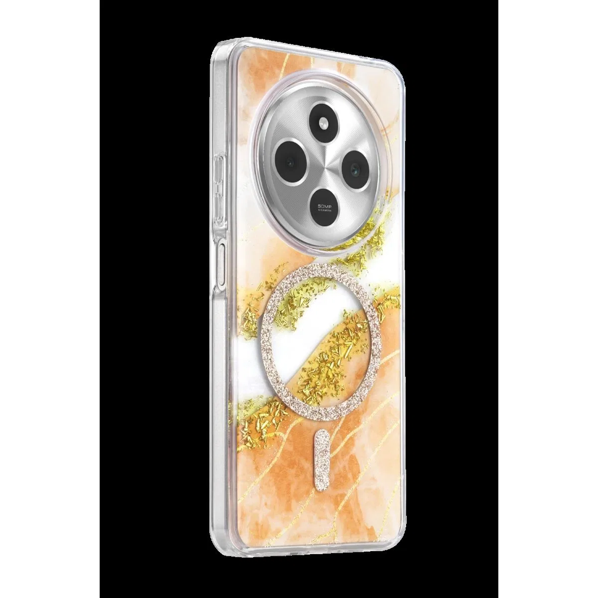 Onegif Xiaomi Redmi 14c Lotus Simli Magsafe Kapak - Turuncu görsel 2