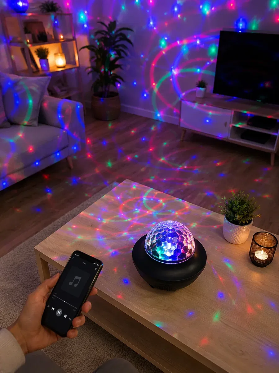Bluetooth RGB Parti Işığı Hoparlörlü Disko Lambası MP3 USB ve Hafıza Kartı Destekli görsel 4