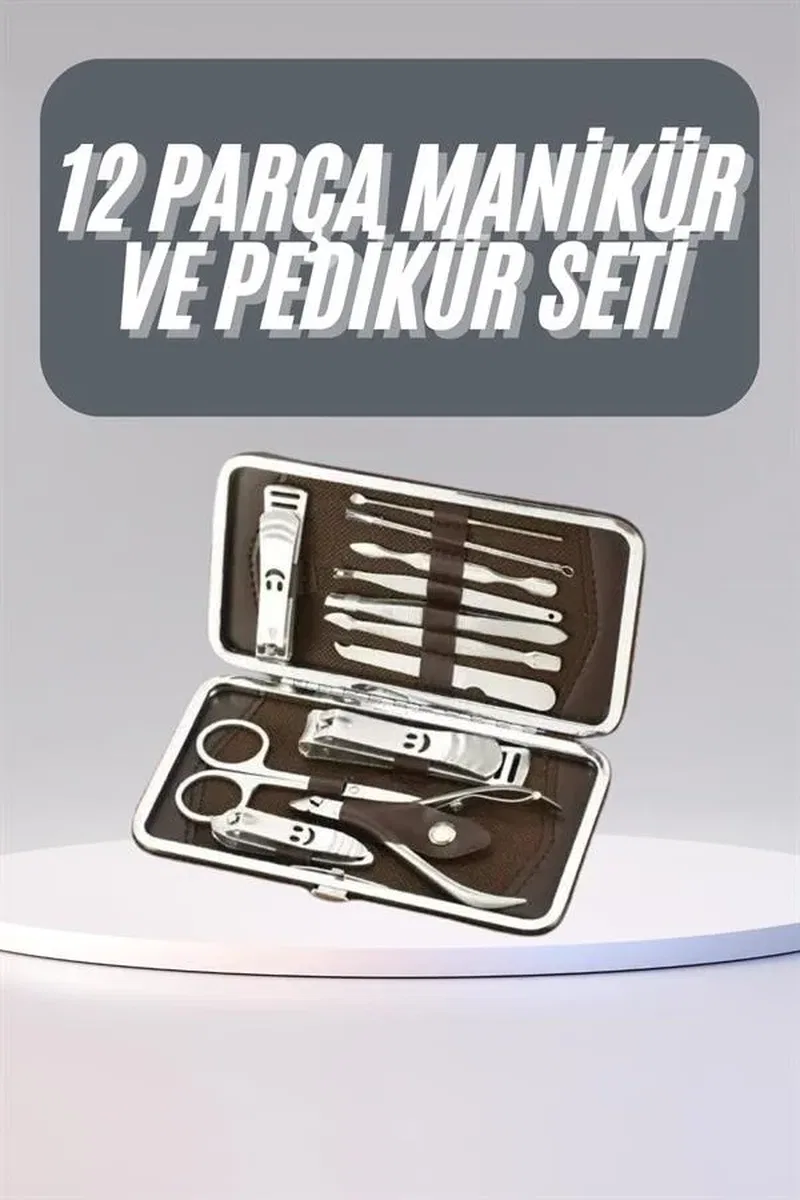12 Parça Manikür Pedikür Seti Tırnak Bakımı Nasır Temizleme El Ayak Bakımı görsel 2