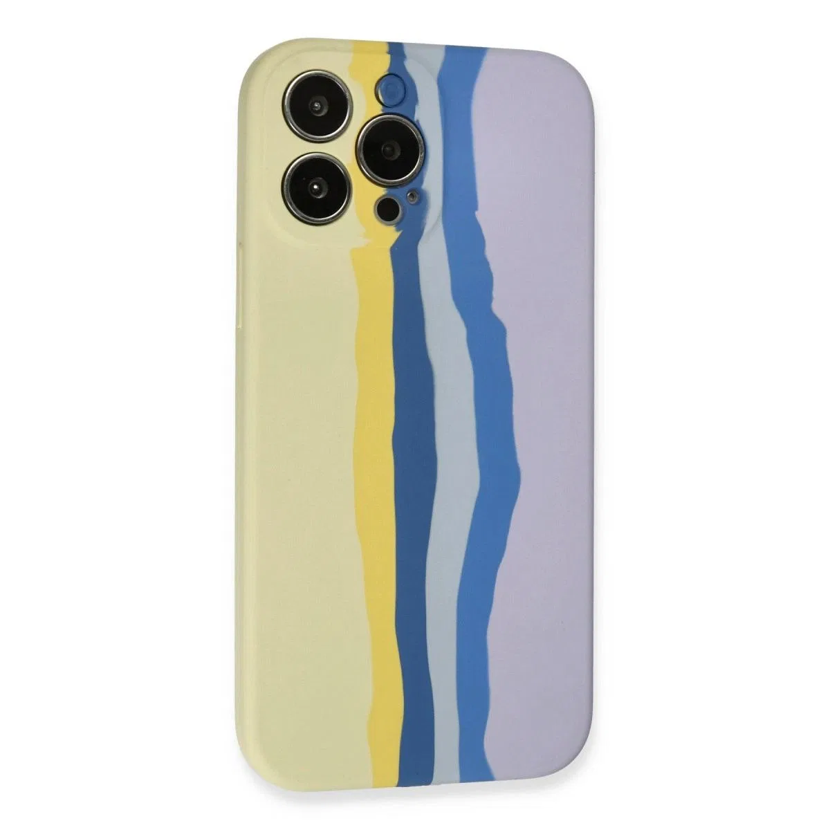 Apple İphone 13 Pro Kılıf Ebruli Lansman Silikon - Sarı-lila görsel 3