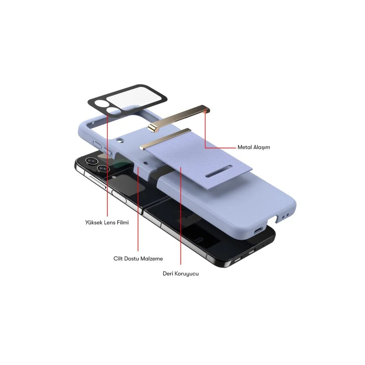 Samsung Galaxy Z Flip 3 Kılıf Belt Flip Kapak - Siyah görsel 2
