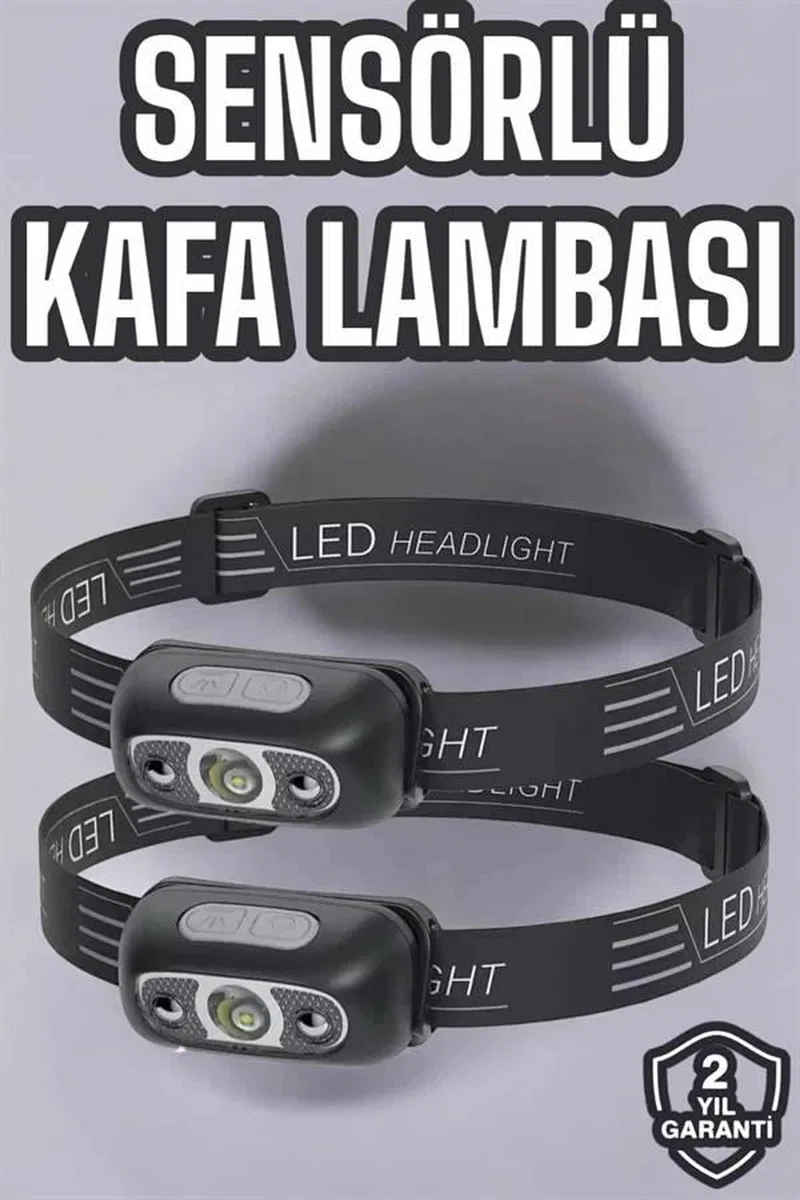 Kafa Lambası Kamp Lambası Led Işık Şarjlı Ayarlanabilir görsel 2