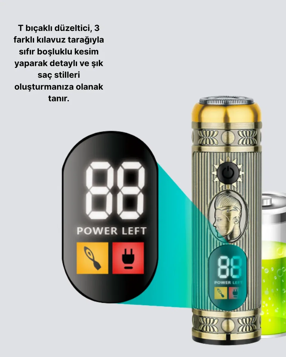 T Bıçaklı Profesyonel Saç ve Sakal Düzeltici – 8 Kılavuz Tarağı, 2’si 1 Arada Burun ve Sakal Trimmer görsel 5